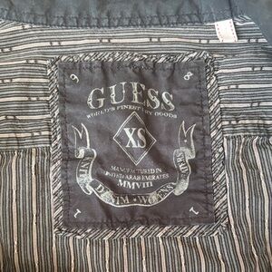Guess Y2k Vintage Black and White Striped Button-Up Grunge Shirt